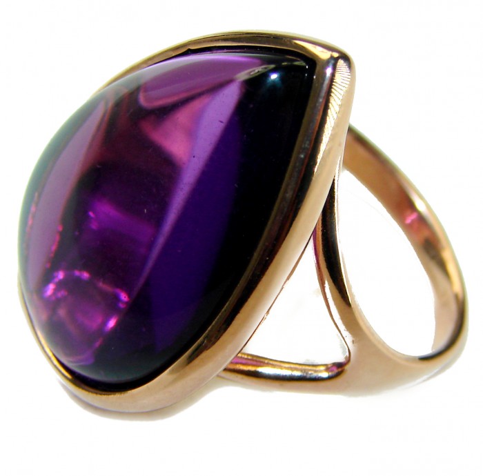 Purple Tear 22.2 carat Amethyst 14K Gold over .925 Sterling Silver Handcrafted Large Ring size 8 - photo 1