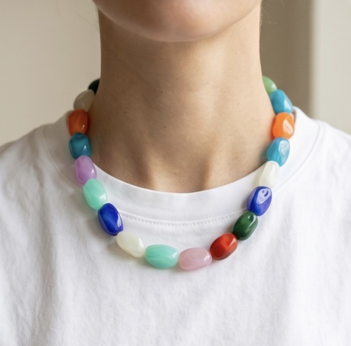 Tutti Frutti 84.5 carat Golded tone handcrafted Statement necklace - photo 1