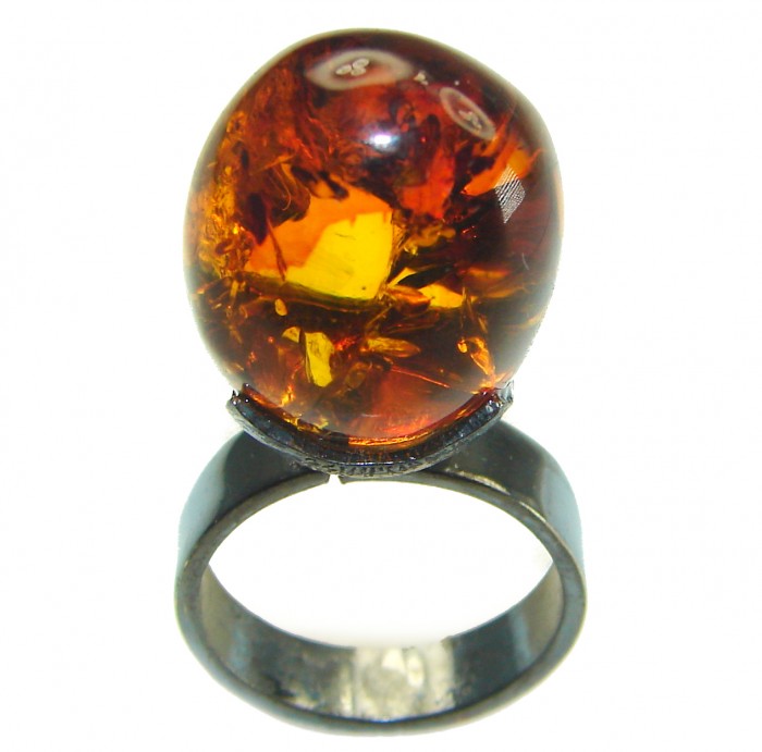Large Authentic Baltic Amber .925 Sterling Silver handcrafted ring s. 8 adjustable - photo 3