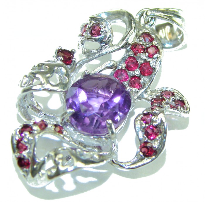 8.6 carat Perfect faceted Amethyst .925 Sterling Silver handcrafted Pendant - photo 2
