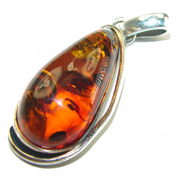 Vintage Beauty authentic Baltic Amber .925 Sterling Silver handcrafted pendant - photo 3