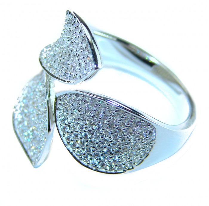 Exclusive 9.9 carat White Topaz .925 Sterling Silver handcrafted ring size 6 1/4 - photo 1