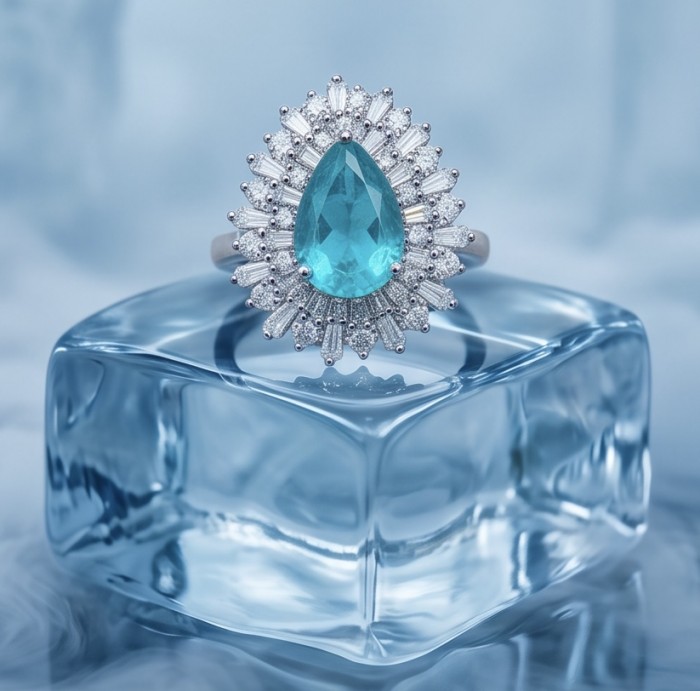 Esperanza - Luxurious pear cut 6.7 carat Emerald rhodium over .925 Sterling Silver handcrafted Ring s. 7 1/4 - photo 4