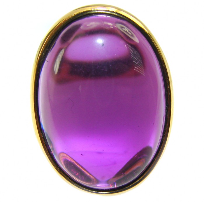 Spectacular Amethyst 14K Gold over .925 Sterling Silver Handcrafted Large Ring size 9 - photo 1