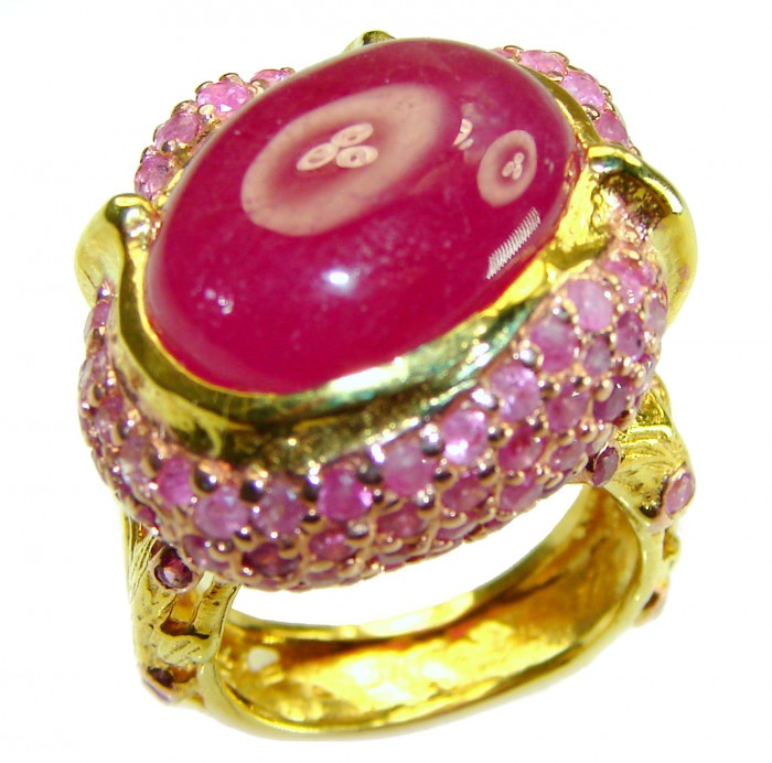 Infinity authentic Ruby 18K Gold over .925 Sterling Silver handcrafted Ring size 7 - photo 3