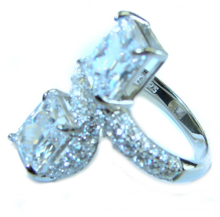 Exclusive 9.9 carat White Topaz .925 Sterling Silver handcrafted ring size 8 - photo 2