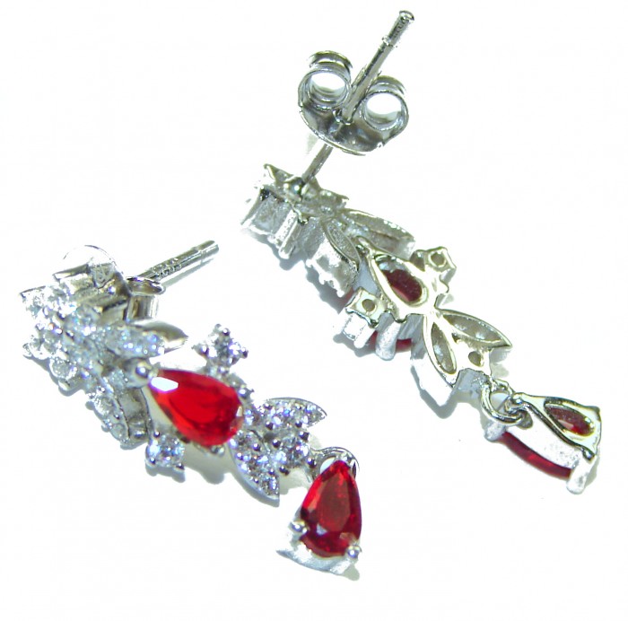 Isabella - Beauty of Nature- natural 4.5 carat Ruby .925 Sterling Silver handmade Statement Earrings - photo 1