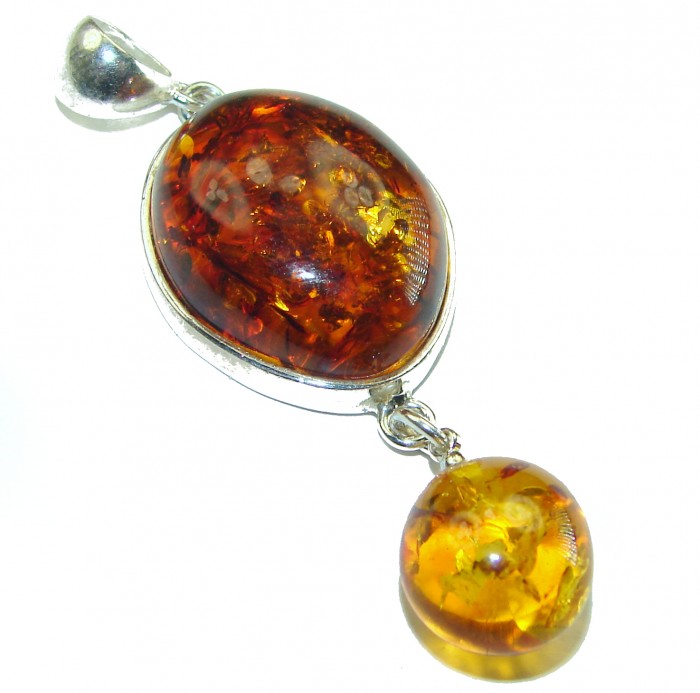 The best quality authentic Golden Baltic Amber .925 Sterling Silver handcrafted pendant - photo 2