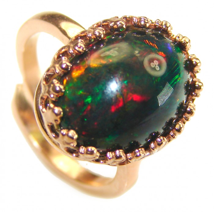 A Milky Way Genuine 15.9 carat Black Opal 18K Gold over .925 Sterling Silver handmade Ring size 8 - photo 2