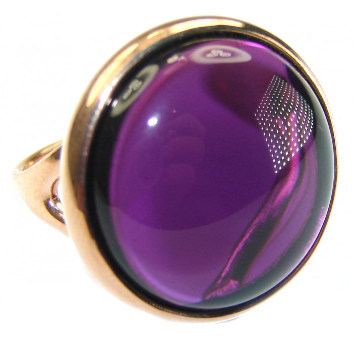 Purple Full Moon Amethyst 14K Gold over .925 Sterling Silver Handcrafted Large Ring size 5 3/4 - photo 2