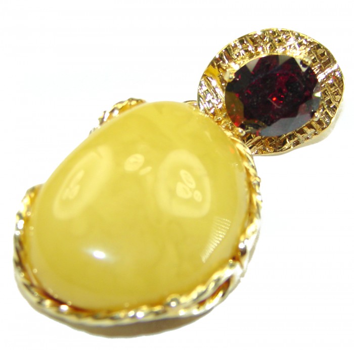 Vintage Beauty authentic Baltic Amber 14K Gold over .925 Sterling Silver handcrafted pendant - photo 2