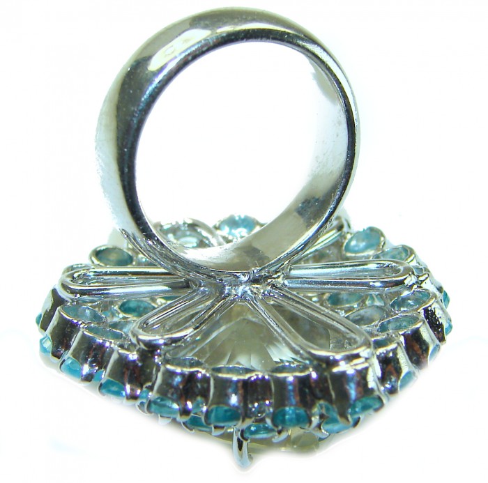 Snow Queen Huge Champagne Topaz .925 Sterling Silver handmade Statement Ring size 7 1/4 - photo 2