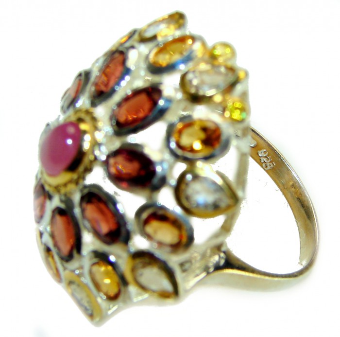 Red Starlight Authentic Star Ruby 14K Gold over .925 Sterling Silver handcrafted ring size 7 1/4 - photo 1