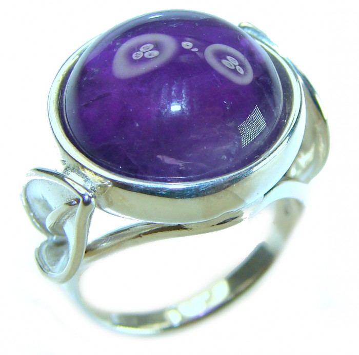 Floral design 12.8 carat AUTHENTIC Amethyst .925 Sterling Silver Handcrafted Ring size 6 1/4 - photo 3