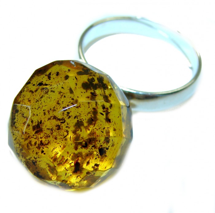 Modern Concept Natural faceted Baltic Amber .925 Sterling Silver ring s. 8 adjustable - photo 2