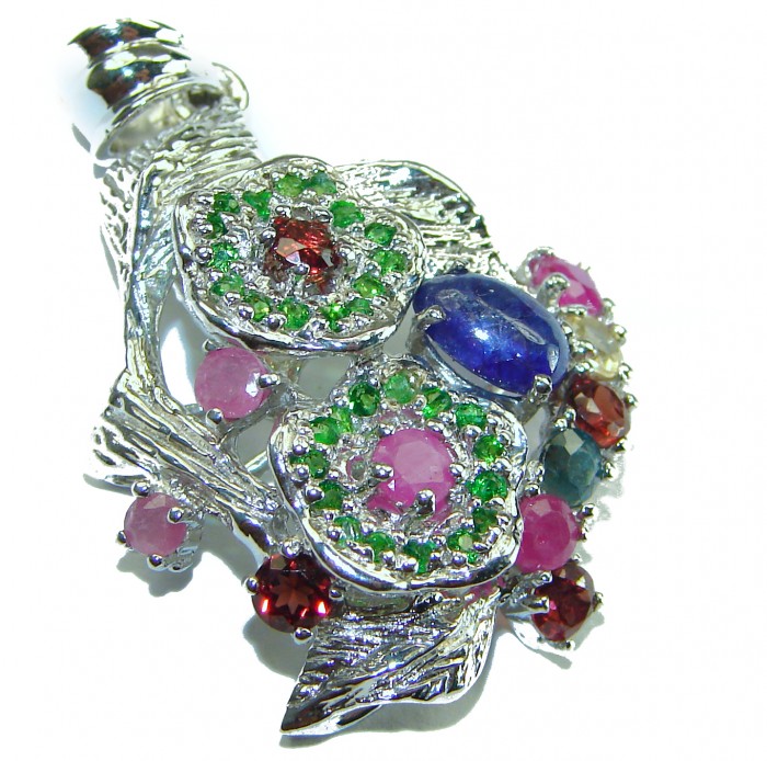 Striking Beauty genuine 17.85 carat Ruby Sapphire .925 Sterling Silver handmade Pendant - photo 3