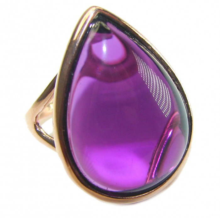 Spectacular Amethyst 14K Gold over .925 Sterling Silver Handcrafted Large Ring size 9 - photo 3