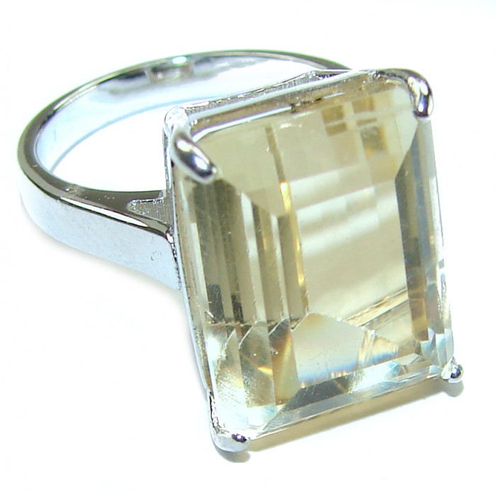 15.8 carat Genuine Lemon Quartz .925 Sterling Silver handcrafted ring size 6 - photo 2