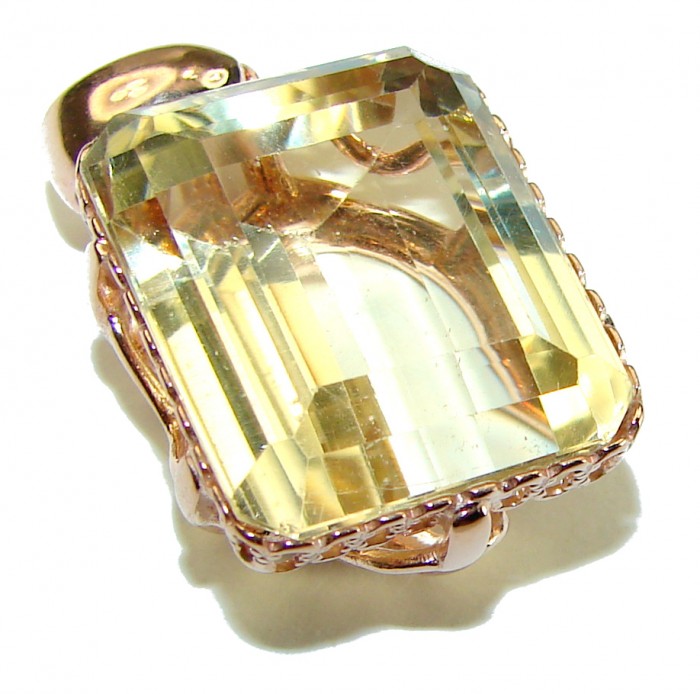 17.3 carat Lemon Quartz 14K Gold over .925 Sterling Silver handcrafted pendant - photo 3