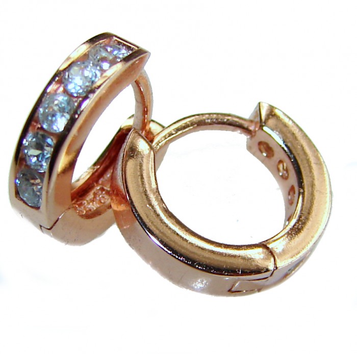 Cute .925 Sterling Silver handmade Hoop Earrings - Close-up of sterling silver hoop earrings with stone accents.