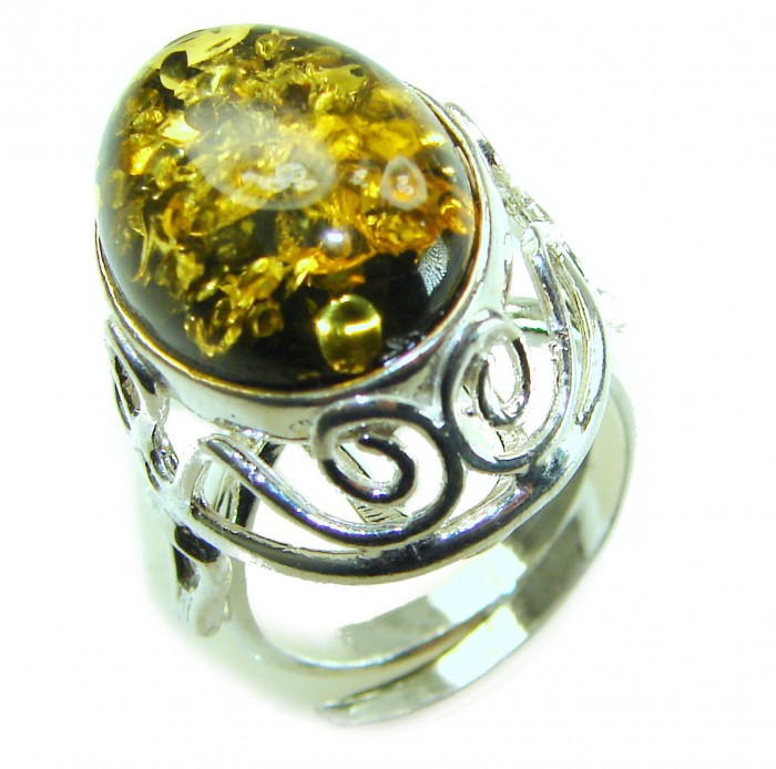 Beauty of the Sea - Natural Baltic Amber .925 Sterling Silver handcrafted ring; s. 7 adjustable - photo 2