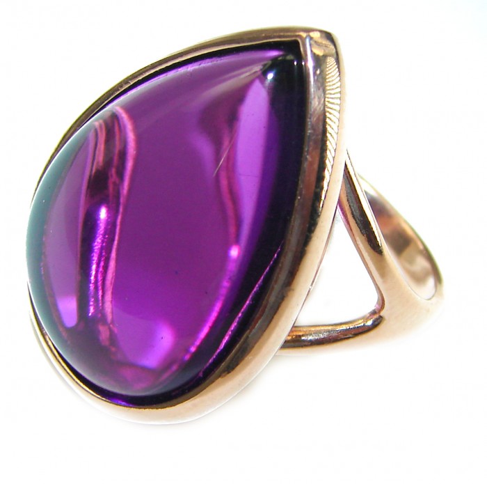 Spectacular Amethyst 14K Gold over .925 Sterling Silver Handcrafted Large Ring size 7 - photo 1