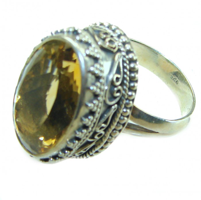11.8 carat Genuine Lemon Quartz .925 Sterling Silver handcrafted ring size 8 - photo 1