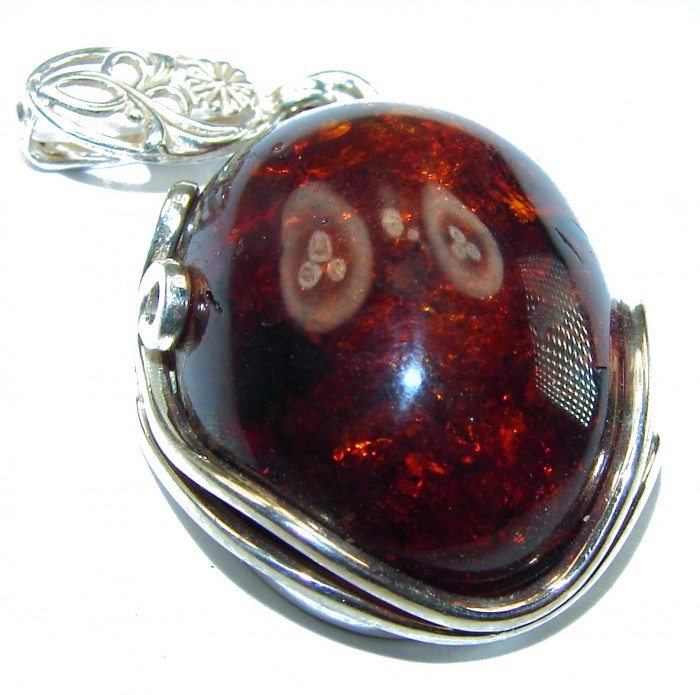 Vintage Beauty authentic Baltic Amber .925 Sterling Silver handcrafted pendant - photo 1