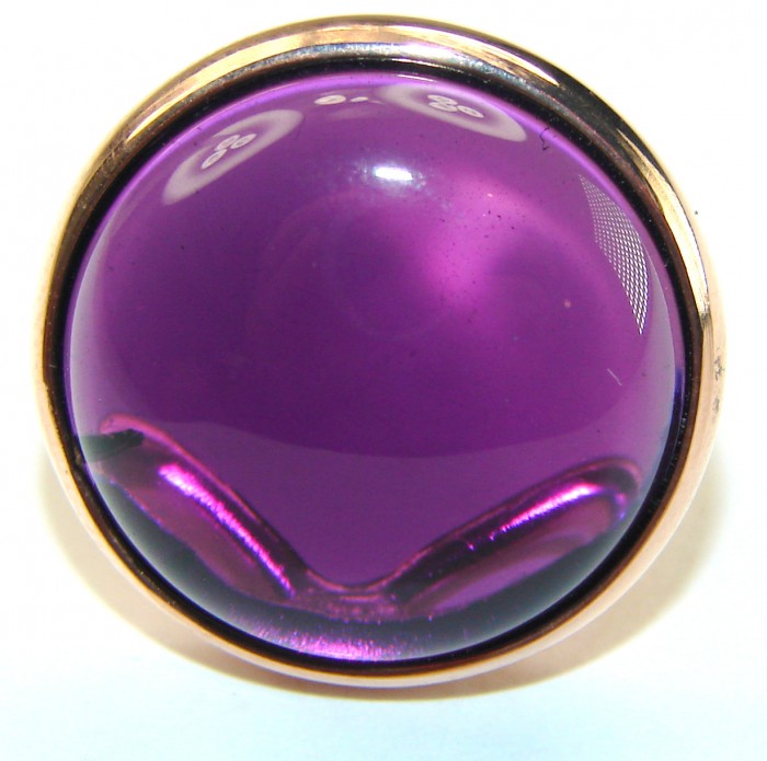 Purple Full Moon Amethyst 14K Gold over .925 Sterling Silver Handcrafted Large Ring size 5 3/4 - photo 3
