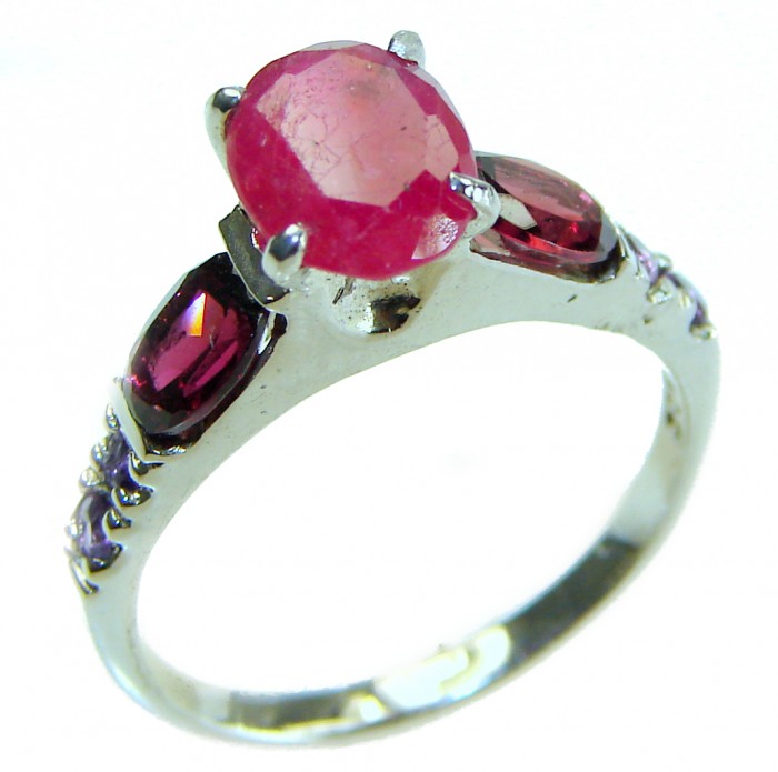 Authentic 5.3 carat Ruby .925 Sterling Silver handmade Cocktail Ring s. 6 1/2 - photo 3