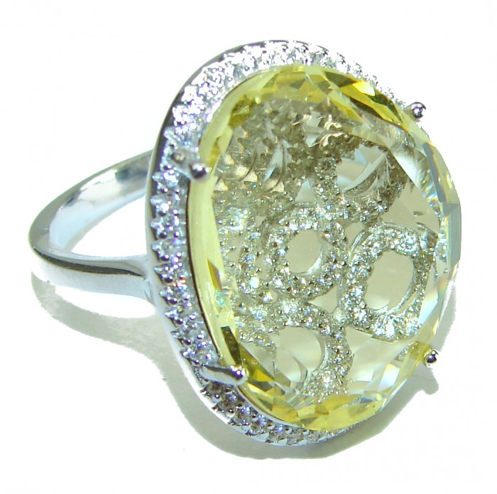 Splendid 14.5 carat Citrine .925 Sterling Silver Handcrafted Ring size 7 1/4 - photo 3
