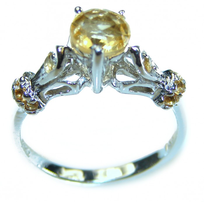 Unique Authentic 0.7 carat Citrine .925 Sterling Silver handmade Cocktail Ring s. 6 - photo 2