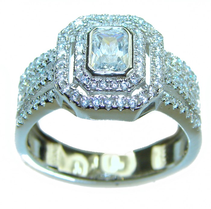 14.2 carat White Topaz 14K White Gold over .925 Sterling Silver handcrafted ring size 9 - photo 3