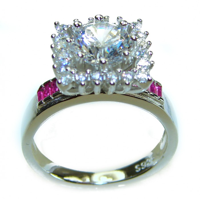 Eternity - Born to Glam authentic 6.3 carat White Topaz Ruby .925 Silver handcrafted Ring s. 8 - photo 2