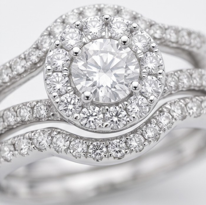 Aphrodite - 4.8 carat White Topaz Sterling Silver handcrafted stack up ring size 7 - Close-up of Aphrodite white topaz sterling silver ring.
