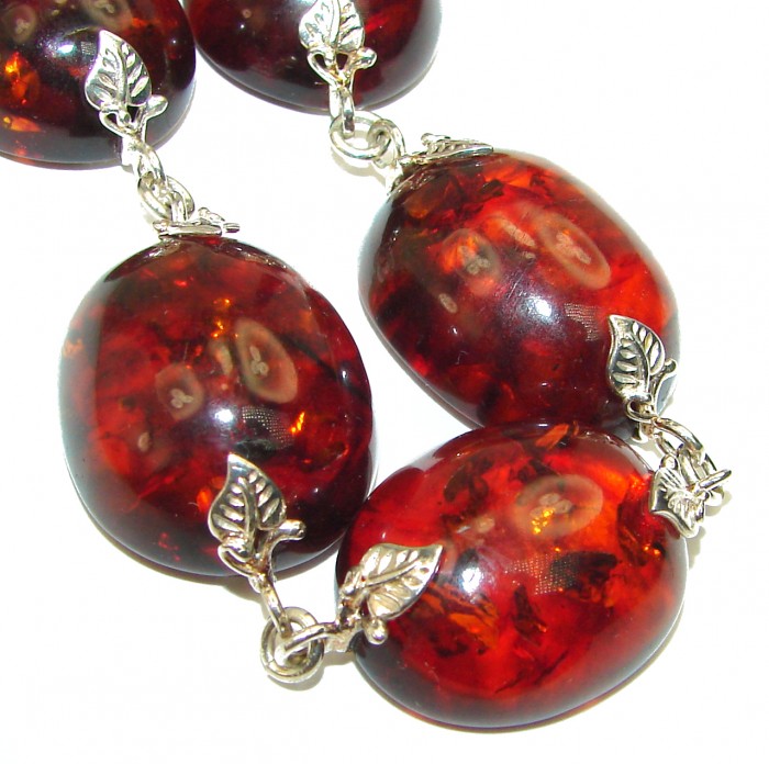 HUGE Authentic Beautiful Amber .925 Sterling Silver handcrafted Bracelet - photo 2
