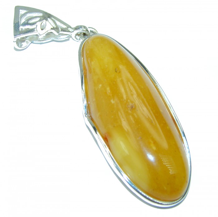 Golden Buttescotch Baltic Amber .925 Sterling Silver handmade pendant - photo 1