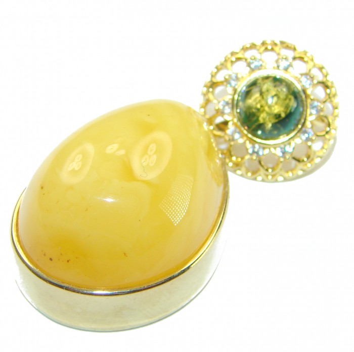 Vintage Beauty authentic Baltic Amber 14k Gold over .925 Sterling Silver handcrafted pendant - photo 2