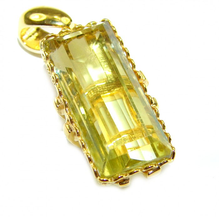 Authentic Golden Lemon Quartz 18K Gold over .925 Sterling Silver handmade Pendant - photo 3