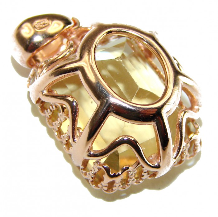 15.3 carat Oval cut flawless Lemon Quartz .925 Sterling Silver handcrafted pendant - photo 1