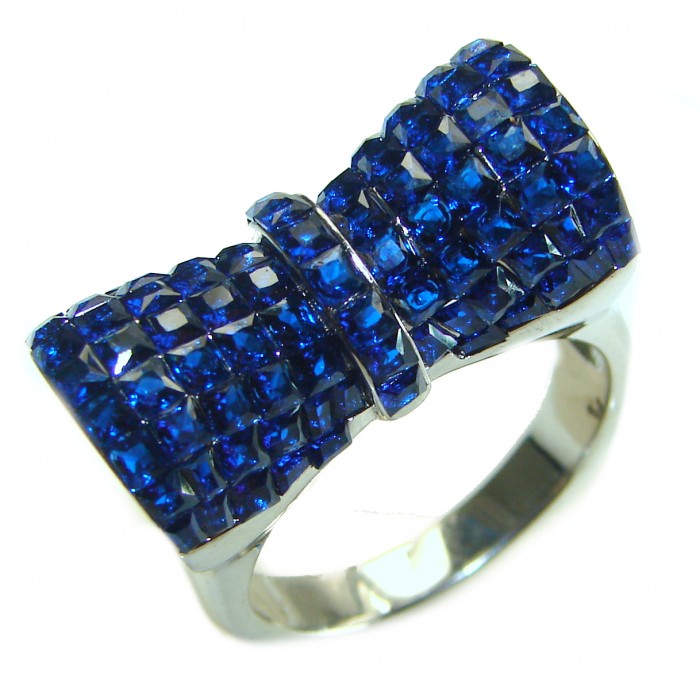 Luxurious Blue Ribbon Sapphire .925 Sterling Silver handcrafted Ring size 8 1/4 - photo 3