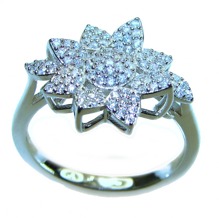 Dazzling Star Exclusive White Topaz .925 Sterling Silver handcrafted ring size 8 - photo 3