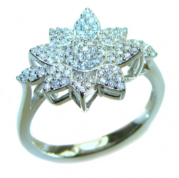 Dazzling Star Exclusive White Topaz .925 Sterling Silver handcrafted ring size 8 - photo 2