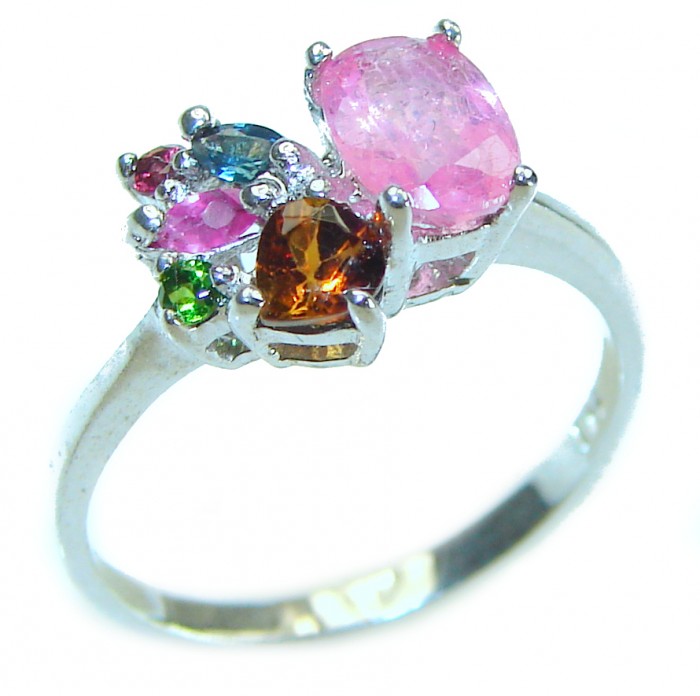 Gabriella oval cut 0.8 carat Pink Tourmaline .925 Sterling Silver handcrafted Cocktail Ring s. 7 1/4 - photo 3