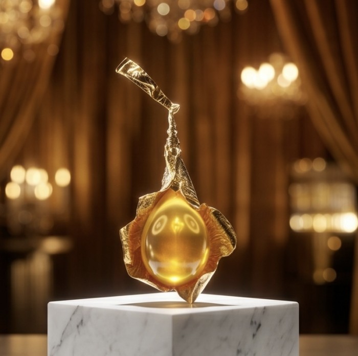 Calla Lily Prehistoric Authentic Butterscotch Baltic Amber 2 tones .925 Sterling Silver beautifully handcrafted LARGE Pendant - Close-up of Calla Lily Butterscotch Baltic Amber on display stand.