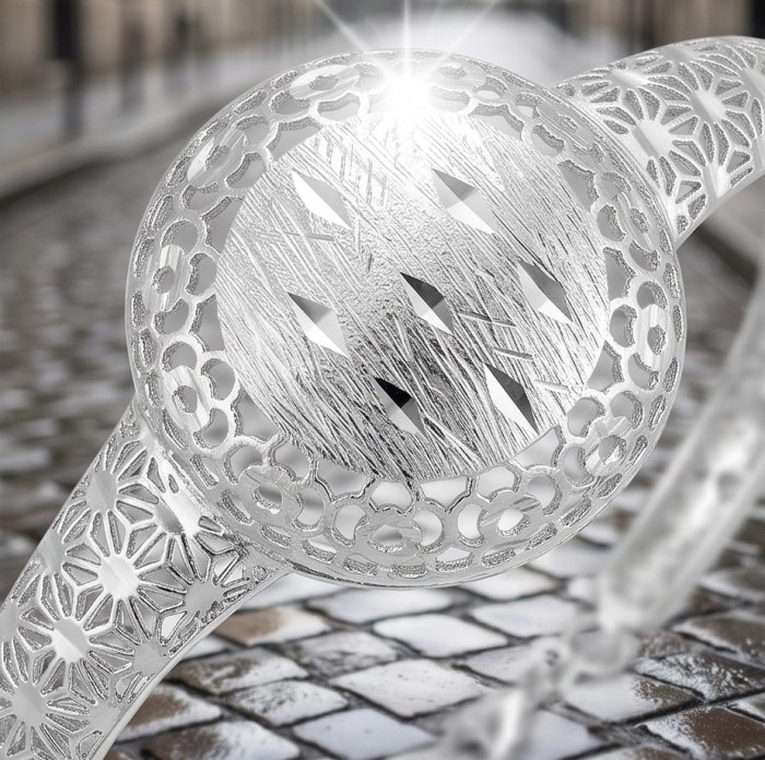 Casablanca - authentic .925 Sterling Silver Bracelet - Close-up of intricate patterns on sterling silver bracelet