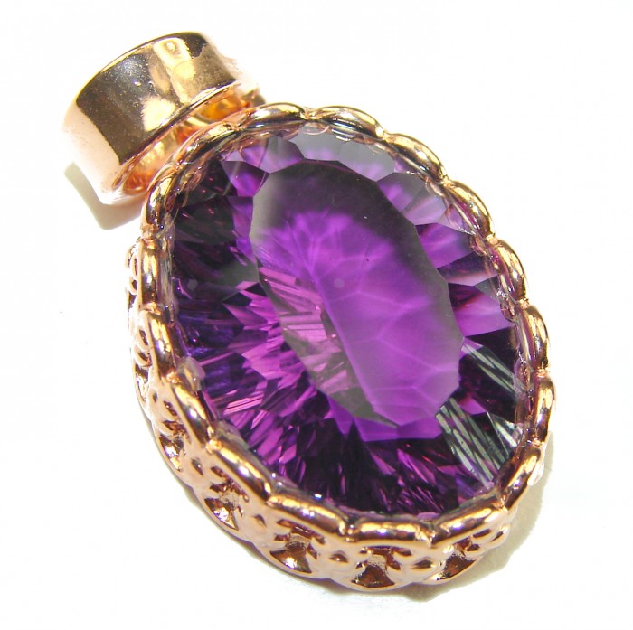 Vintage Design Amethyst 14K Rose Gold over .925 Sterling Silver handcrafted Pendant - photo 3