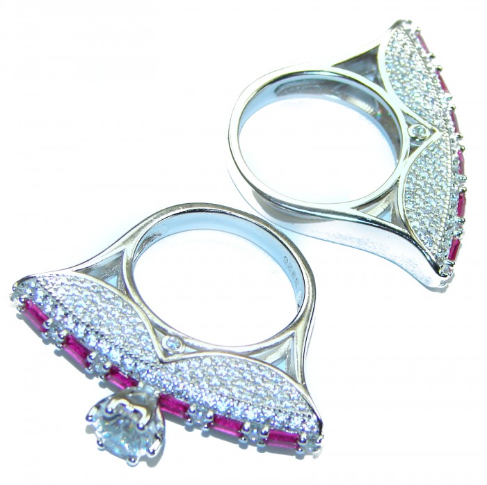 Extravaganza Large White Topaz Ruby .925 Sterling Silver brilliantly handcrafted stack up ring s. 6 - photo 1