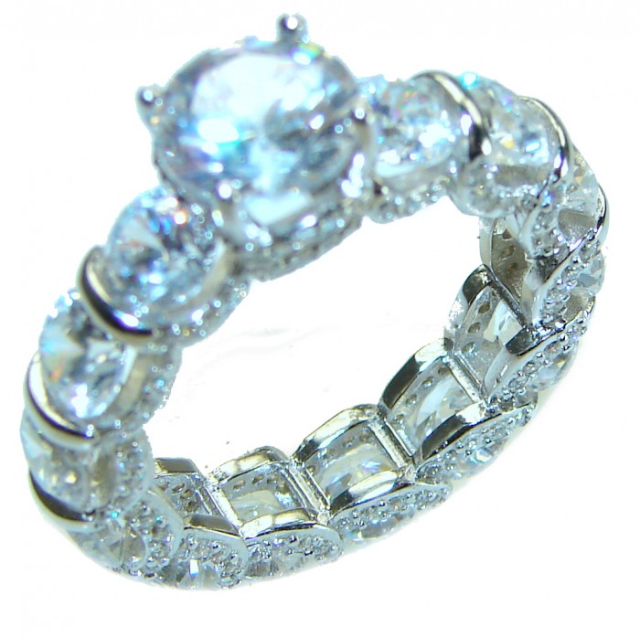 Radiant Femininity White Topaz .925 Sterling Silver handcrafted ring size 7 1/4 - photo 4