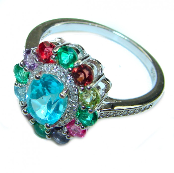 Purity 4.94carat Swiss Blue Topaz .925 Sterling Silver handmade Ring size 8 1/4 - photo 1